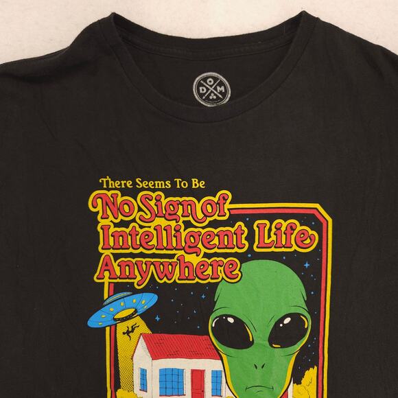 DOM Alien No Sign of Intelligent Life Anywhere T Shirt Mens Size 2XL Black - Picture 1 of 9